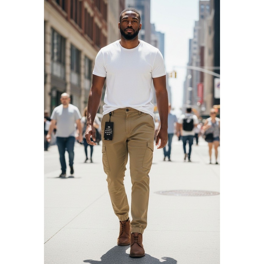 Levis Mens Cargo Jogger Pants Khaki Tan Tapered Elastic Cuff W33 L30 24675-0001